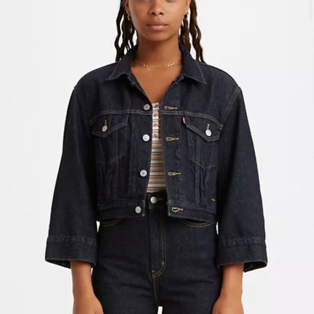Levi’s Premium Loose Fit Trucker Jacket Gotta Dip Women’s Size XS Navy 227730003